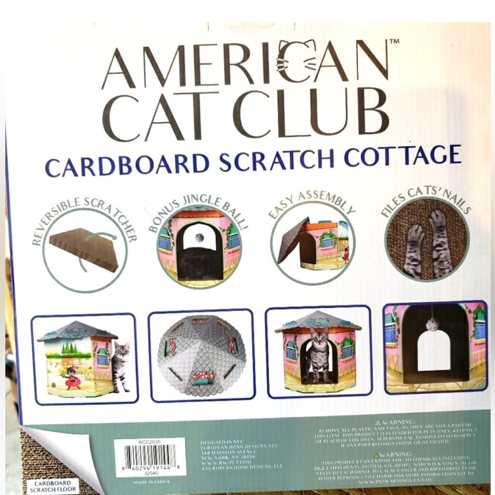 NEW American Cat Club Round Cottage
Cardboard Cat House & Scratcher w/Catnip New - Picture 3 of 3